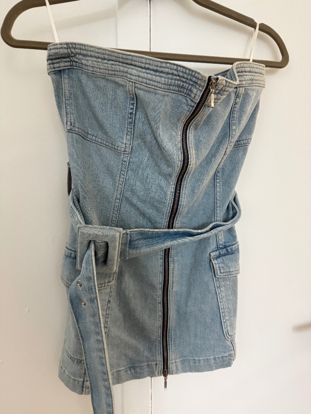Simkhai denim tube top with belt
